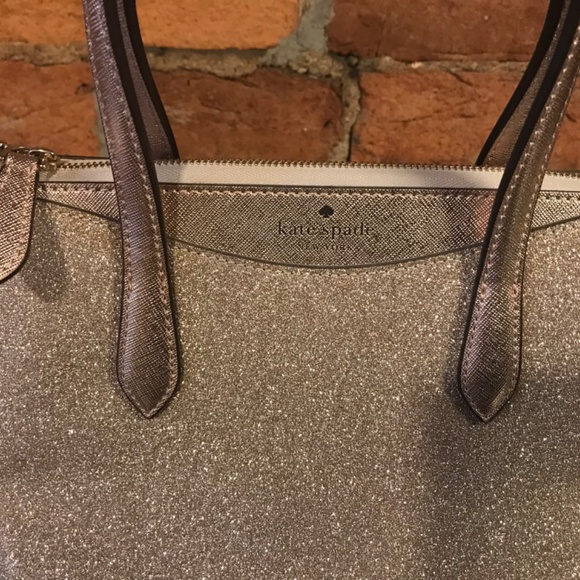 Kate Spade Lola Satchel Crossbody Shimmy Glitter Rose Gold Sparkle Handbag Purse - Picture 2 of 11